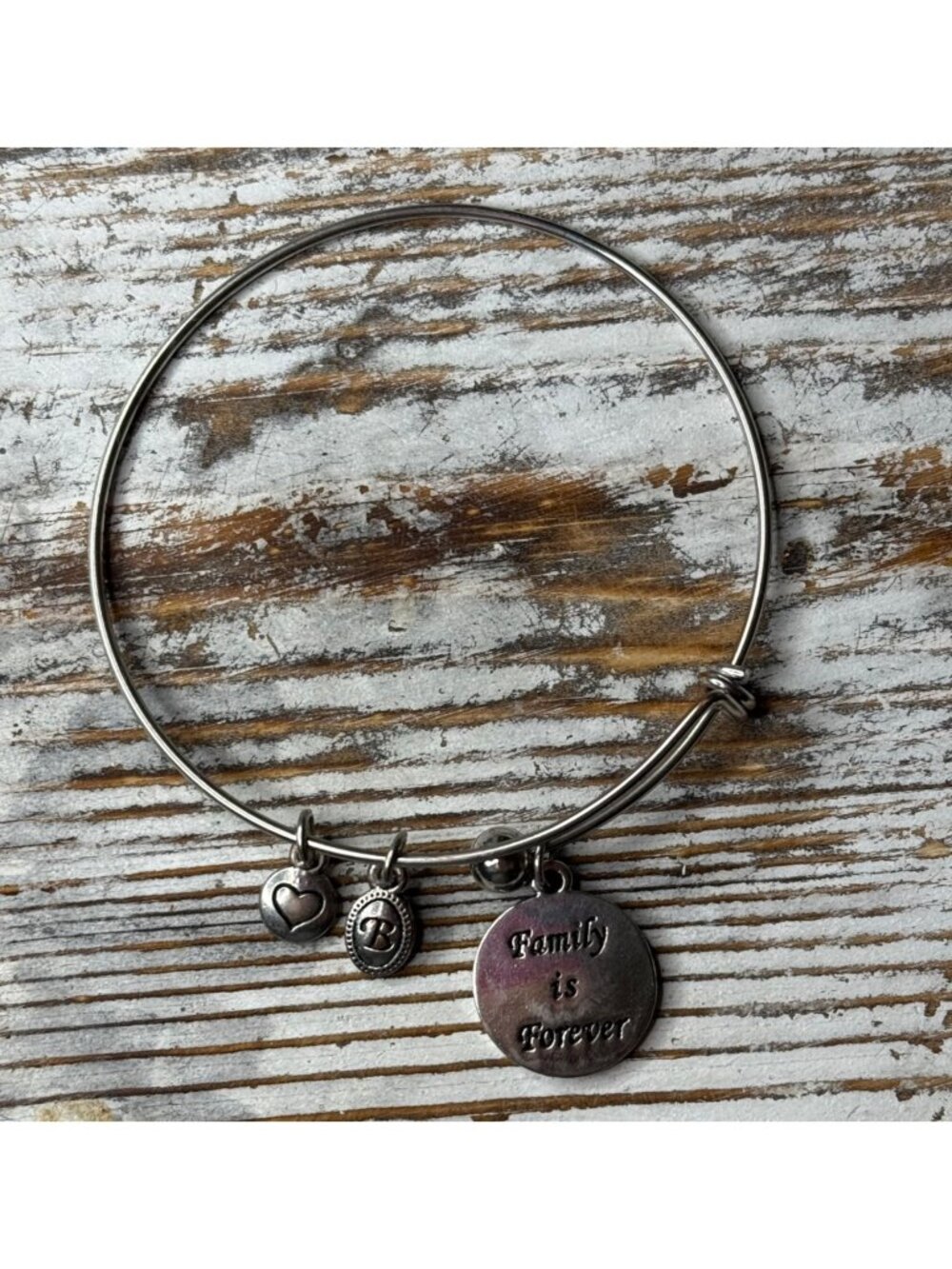 Brighton "Family Is Forever" Adjustable Silver-tone Charm Bracelet
